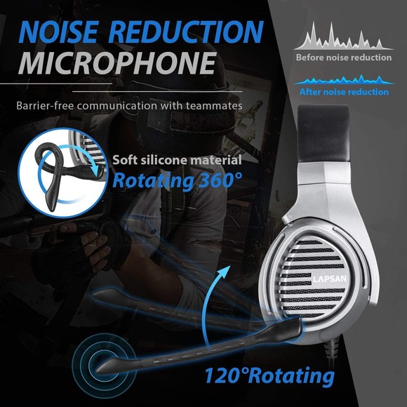 LUPSAN Gaming Headset for Xbox One PS4 PC Mic Stereo with Microphone - Picture 5 of 11